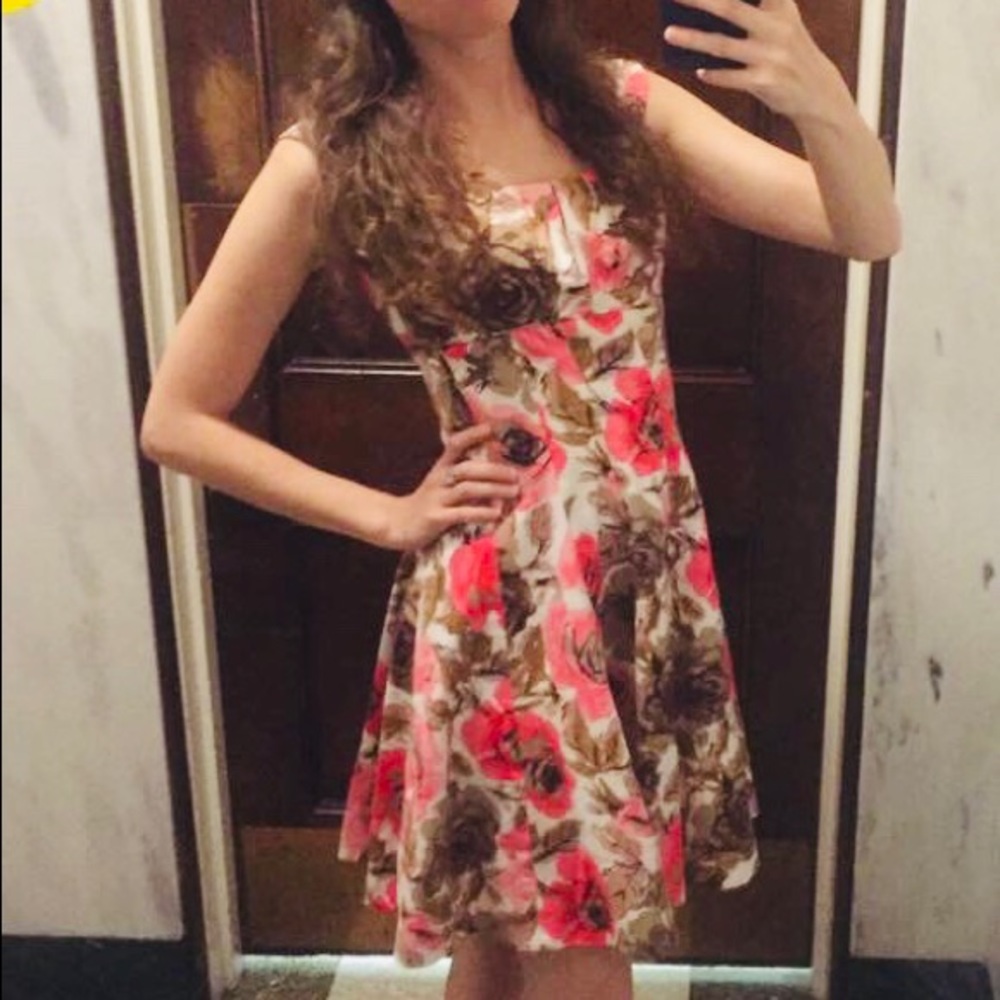 Maggy London | Pink/Brown Floral Dress